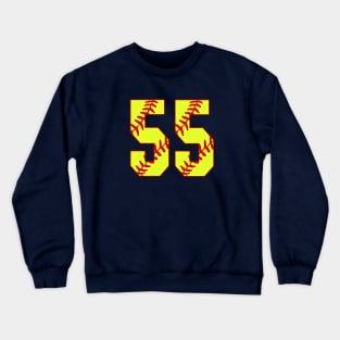 Fastpitch Softball Number 55 #55 Softball Shirt Jersey Uniform Favorite Player Biggest Fan Crewneck Sweatshirt